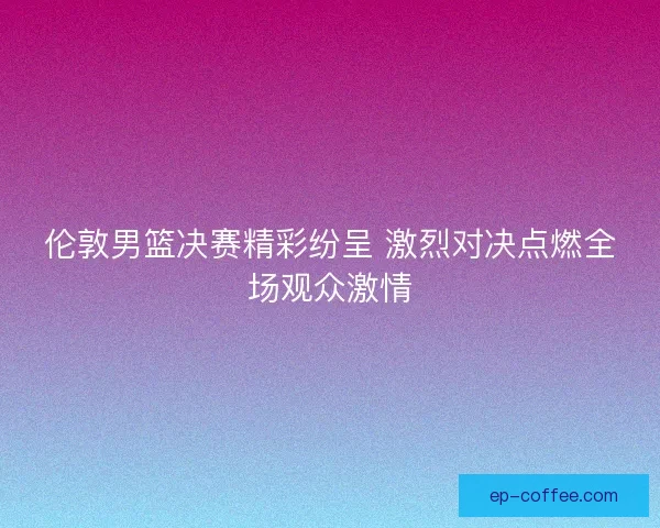 伦敦男篮决赛精彩纷呈 激烈对决点燃全场观众激情