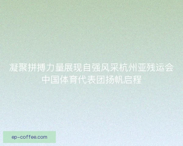 凝聚拼搏力量展现自强风采杭州亚残运会中国体育代表团扬帆启程